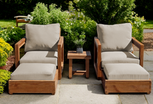 5 pc Chatsworth Teak Club Chair Chat Group. Sunbrella Cushion.