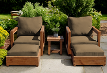 5 pc Chatsworth Teak Club Chair Chat Group. Sunbrella Cushion.