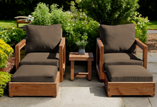 5 pc Chatsworth Teak Club Chair Chat Group. Sunbrella Cushion.