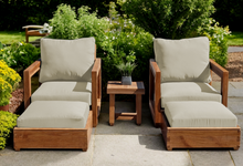 5 pc Chatsworth Teak Club Chair Chat Group. Sunbrella Cushion.