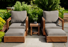 5 pc Chatsworth Teak Club Chair Chat Group. Sunbrella Cushion.