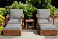 5 pc Chatsworth Teak Club Chair Chat Group. Sunbrella Cushion.