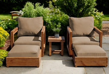 5 pc Chatsworth Teak Club Chair Chat Group. Sunbrella Cushion.