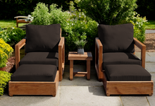 5 pc Chatsworth Teak Club Chair Chat Group. Sunbrella Cushion.