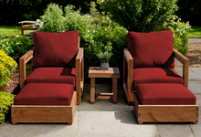 5 pc Chatsworth Teak Club Chair Chat Group. Sunbrella Cushion.