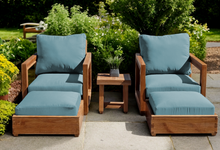 5 pc Chatsworth Teak Club Chair Chat Group. Sunbrella Cushion.