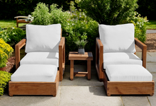 5 pc Chatsworth Teak Club Chair Chat Group. Sunbrella Cushion.