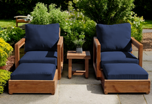 5 pc Chatsworth Teak Club Chair Chat Group. Sunbrella Cushion.