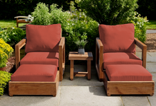 5 pc Chatsworth Teak Club Chair Chat Group. Sunbrella Cushion.