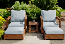 5 pc Chatsworth Teak Club Chair Chat Group. Sunbrella Cushion.