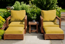 5 pc Chatsworth Teak Club Chair Chat Group. Sunbrella Cushion.