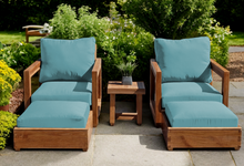 5 pc Chatsworth Teak Club Chair Chat Group. Sunbrella Cushion.