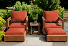 5 pc Chatsworth Teak Club Chair Chat Group. Sunbrella Cushion.