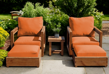 5 pc Chatsworth Teak Club Chair Chat Group. Sunbrella Cushion.