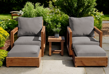 5 pc Chatsworth Teak Club Chair Chat Group. Sunbrella Cushion.