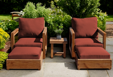 5 pc Chatsworth Teak Club Chair Chat Group. Sunbrella Cushion.