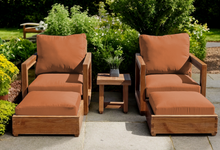 5 pc Chatsworth Teak Club Chair Chat Group. Sunbrella Cushion.