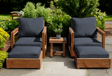 5 pc Chatsworth Teak Club Chair Chat Group. Sunbrella Cushion.