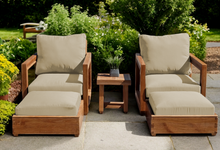 5 pc Chatsworth Teak Club Chair Chat Group. Sunbrella Cushion.