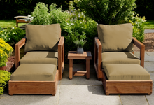 5 pc Chatsworth Teak Club Chair Chat Group. Sunbrella Cushion.