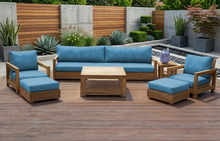 7 pc Chatsworth Teak Outdoor Deluxe Sofa Deep Seating Set with 36" Coffee Table. Sunbrella Cushion