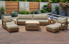7 pc Chatsworth Teak Outdoor Deluxe Sofa Deep Seating Set with 36" Coffee Table. Sunbrella Cushion