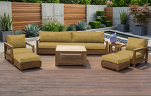 7 pc Chatsworth Teak Outdoor Deluxe Sofa Deep Seating Set with 36" Coffee Table. Sunbrella Cushion