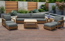 7 pc Chatsworth Teak Outdoor Deluxe Sofa Deep Seating Set with 36" Coffee Table. Sunbrella Cushion