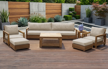 7 pc Chatsworth Teak Outdoor Deluxe Sofa Deep Seating Set with 36" Coffee Table. Sunbrella Cushion