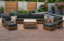 7 pc Chatsworth Teak Outdoor Deluxe Sofa Deep Seating Set with 36" Coffee Table. Sunbrella Cushion