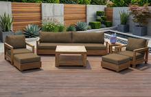 7 pc Chatsworth Teak Outdoor Deluxe Sofa Deep Seating Set with 36" Coffee Table. Sunbrella Cushion