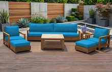 7 pc Chatsworth Teak Outdoor Deluxe Sofa Deep Seating Set with 36" Coffee Table. Sunbrella Cushion