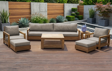 7 pc Chatsworth Teak Outdoor Deluxe Sofa Deep Seating Set with 36" Coffee Table. Sunbrella Cushion