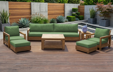 7 pc Chatsworth Teak Outdoor Deluxe Sofa Deep Seating Set with 36" Coffee Table. Sunbrella Cushion