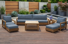 7 pc Chatsworth Teak Outdoor Deluxe Sofa Deep Seating Set with 36" Coffee Table. Sunbrella Cushion