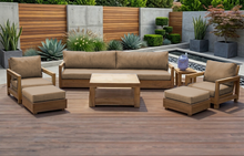 7 pc Chatsworth Teak Outdoor Deluxe Sofa Deep Seating Set with 36" Coffee Table. Sunbrella Cushion