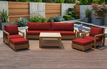 7 pc Chatsworth Teak Outdoor Deluxe Sofa Deep Seating Set with 36" Coffee Table. Sunbrella Cushion