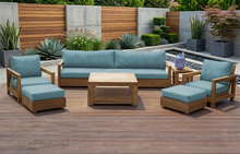 7 pc Chatsworth Teak Outdoor Deluxe Sofa Deep Seating Set with 36" Coffee Table. Sunbrella Cushion