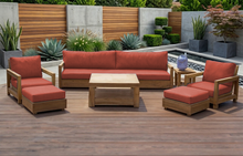 7 pc Chatsworth Teak Outdoor Deluxe Sofa Deep Seating Set with 36" Coffee Table. Sunbrella Cushion