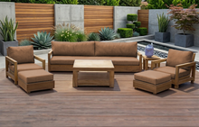 7 pc Chatsworth Teak Outdoor Deluxe Sofa Deep Seating Set with 36" Coffee Table. Sunbrella Cushion