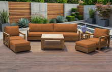 7 pc Chatsworth Teak Outdoor Deluxe Sofa Deep Seating Set with 36" Coffee Table. Sunbrella Cushion