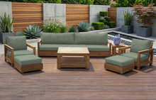 7 pc Chatsworth Teak Outdoor Deluxe Sofa Deep Seating Set with 36" Coffee Table. Sunbrella Cushion