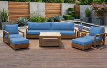 7 pc Chatsworth Teak Outdoor Deluxe Sofa Deep Seating Set with 36" Coffee Table. Sunbrella Cushion