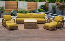7 pc Chatsworth Teak Outdoor Deluxe Sofa Deep Seating Set with 36" Coffee Table. Sunbrella Cushion