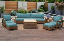 7 pc Chatsworth Teak Outdoor Deluxe Sofa Deep Seating Set with 36" Coffee Table. Sunbrella Cushion