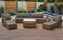 7 pc Chatsworth Teak Outdoor Deluxe Sofa Deep Seating Set with 36" Coffee Table. Sunbrella Cushion