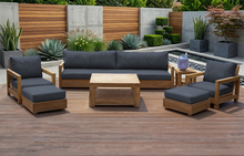 7 pc Chatsworth Teak Outdoor Deluxe Sofa Deep Seating Set with 36" Coffee Table. Sunbrella Cushion