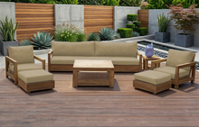 7 pc Chatsworth Teak Outdoor Deluxe Sofa Deep Seating Set with 36" Coffee Table. Sunbrella Cushion