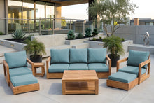 7 pc Chatsworth Sofa Teak Deep Seating with Coffee Table. Sunbrella Cushion