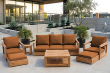 7 pc Chatsworth Sofa Teak Deep Seating with Coffee Table. Sunbrella Cushion